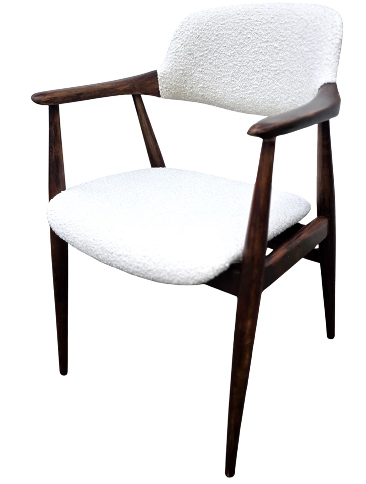 Vintage Mid Century Modern Armlehn Stuhl neu gepolstert Schreibtischstuhl Bouclé - Bild 2 von 4