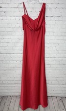 Asymmetrical One Shoulder Satin Gown Red Shein