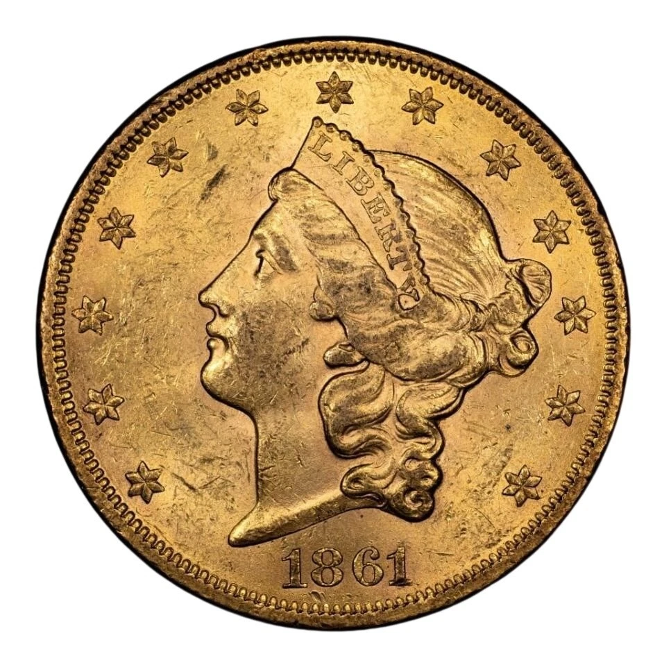 1861 $20 Liberty Head Double Eagle CACG MS62