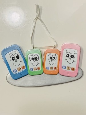 L@@K- Polar X Cell Phone Family Of Four Ornament Personalized If Desired Nice!