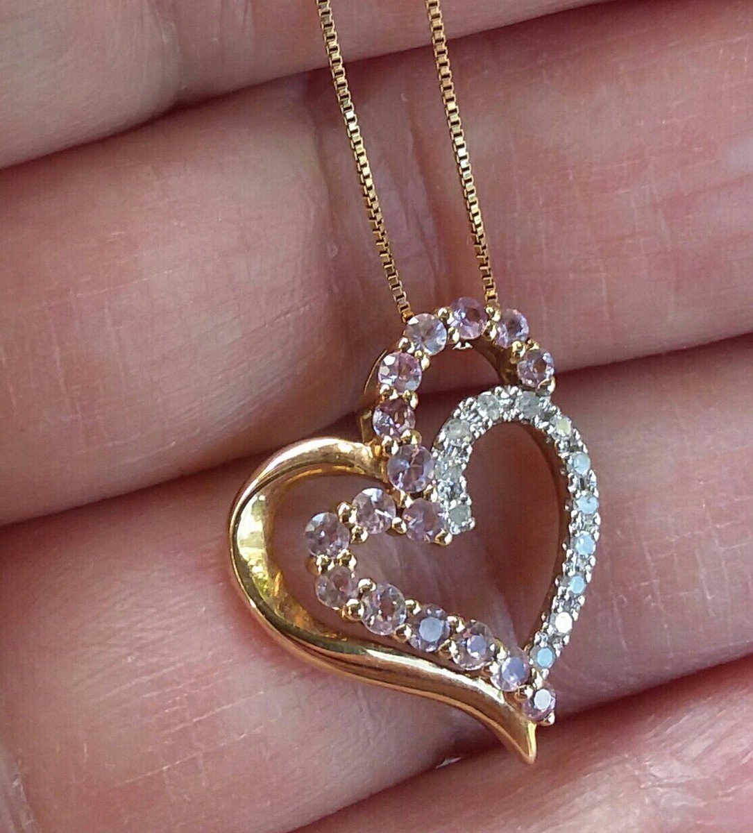 10k Gold Amethyst & Diamond Intertwined Heart Necklace - Zales SAI