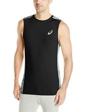 Asics Men's Tiebreaker Printed Muscle Training Shirt, Black/New Blue, XXL