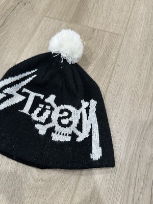 Stussy Skull Cap Beanie Black White Skeleton | eBay