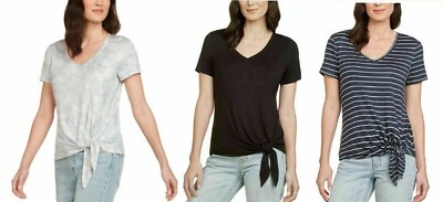Matty M Women's Top V Neck  Side Tie Tee