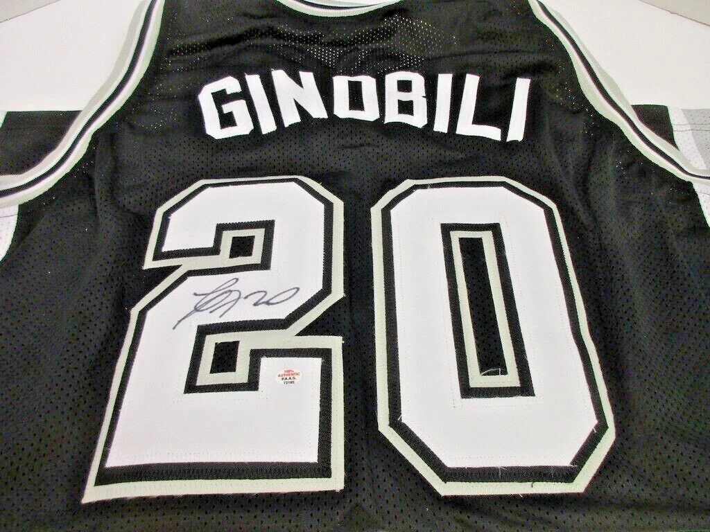 San Antonio Spurs Manu Ginobili Autographed Black Authentic