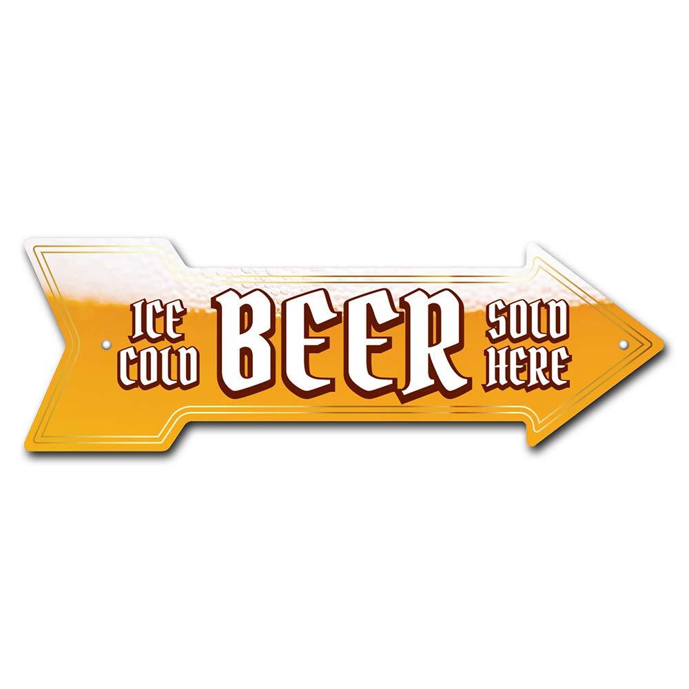 Ice Cold Beer Arrow Sign | Indoor/Outdoor | Direction Arrow Sign Funny Home D...