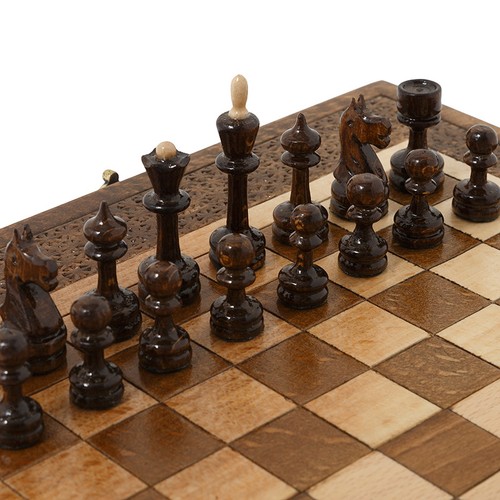 Nussbaumholz Schachset 3 in 1 Backgammon Dame armenisch handgeschnitzt Brettspiel - Bild 2 von 7