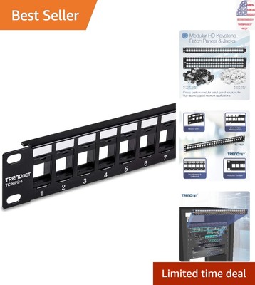 Reliable Cat6 Keystone Patch Panel with Easy Cable Recognition - 24 Port Design