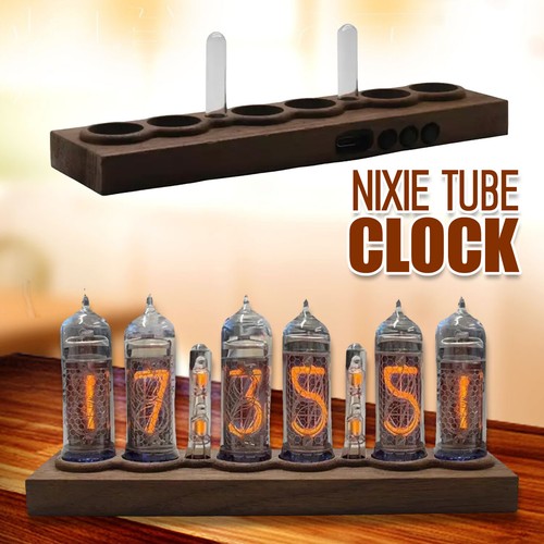 6-position IN14 glow tube 3231 clock circuit board DIY black walnut kit - Picture 7 of 16