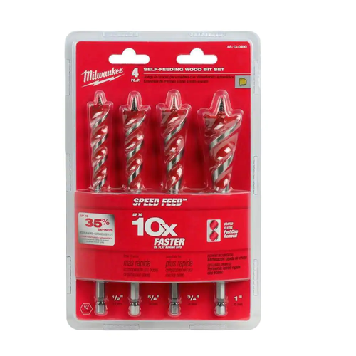 Milwaukee Set di punte per perforazione legno a coclea 4 pezzi utensile di alimentazione autoalimentante - Foto 4 di 11