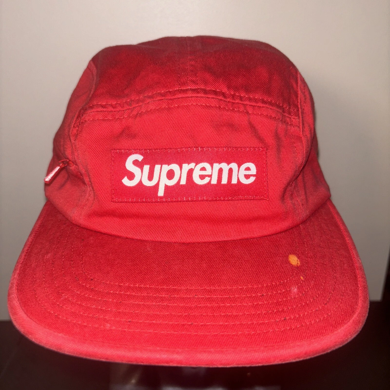 Supreme Box logo 5 panneaux chapeau rouge avec fermeture éclair authentique