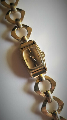 Seiko Women's 11-3669 Watch Wind Up Gold Toned Open Loop Chain Band 17 Jewel