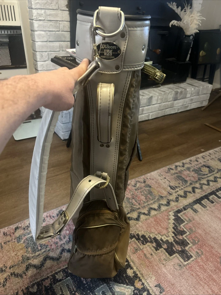 Vintage NOS Wilson W/S Professional 3-Way Golf Bag With Cover Brown Beige - Image 2 of 4