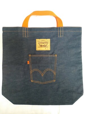 Levi s Vintage Clothing LVC Denim Tote Bag Orange Tab Made In USA Indigo Rare