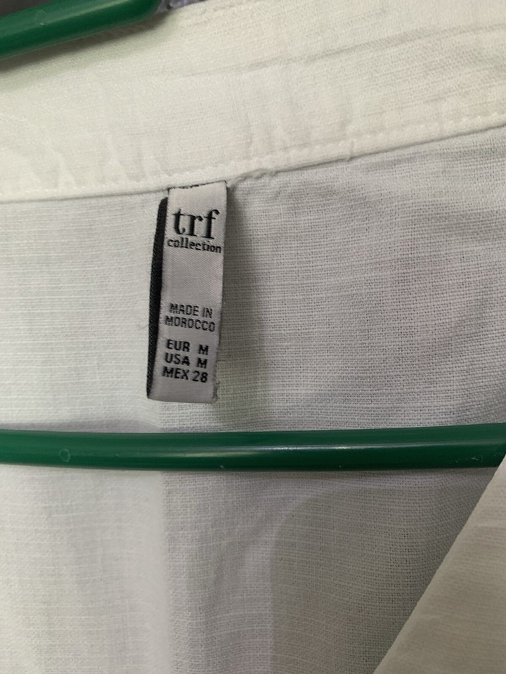 Zara White Button Down Linen Dress Size 12 eBay