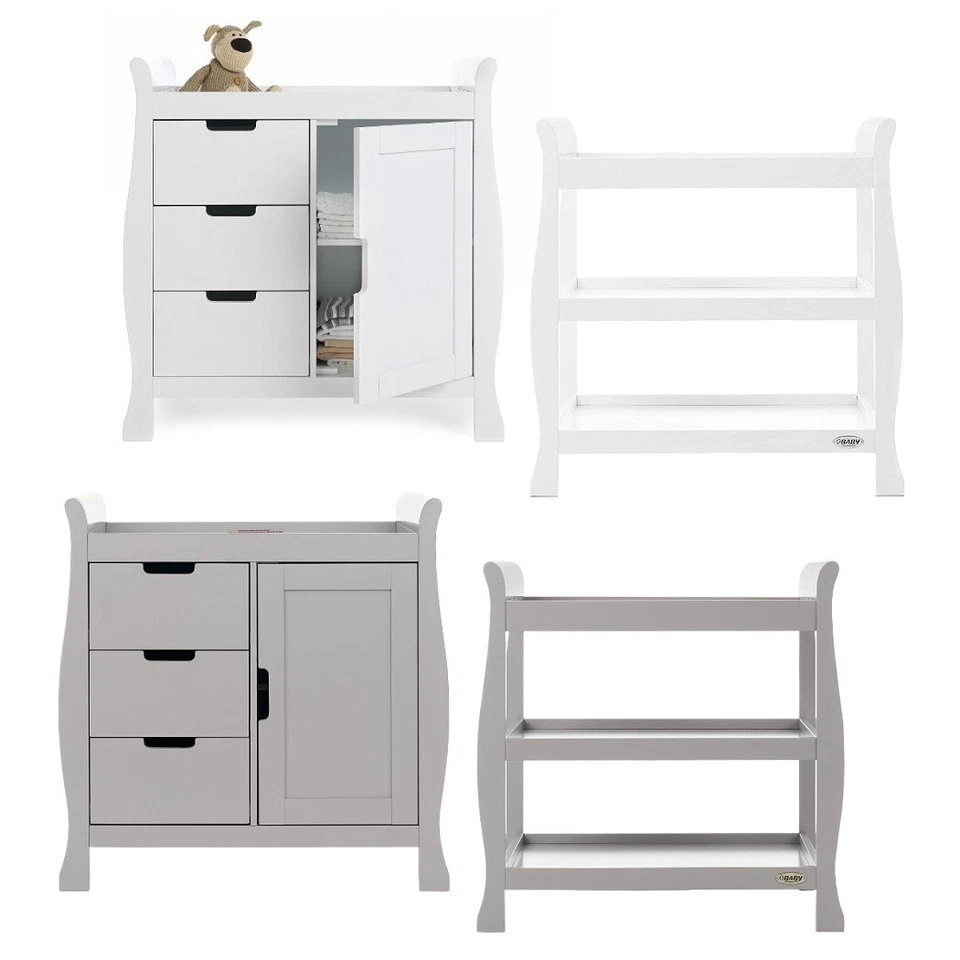 Obaby Stamford Changing Unit Sleigh Design - Open or Closed Nursery Storage