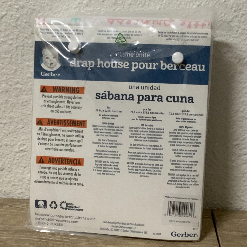 📀 Lençol de berço ajustado Gerber pacote único “Little Princess” - NOVO - Imagem 2 de 3