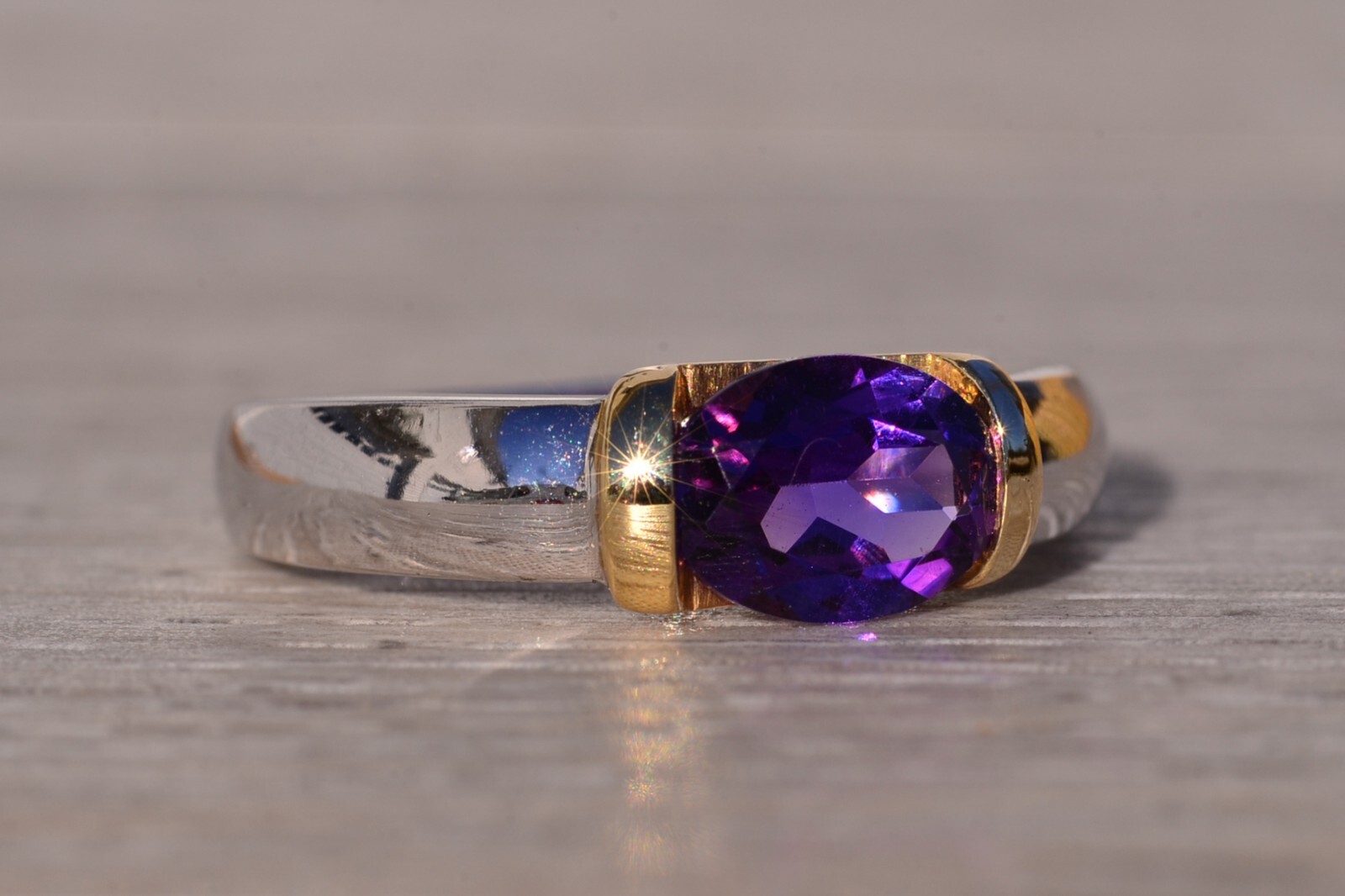 Contemporary Two Tone Amethyst Ring - image 5