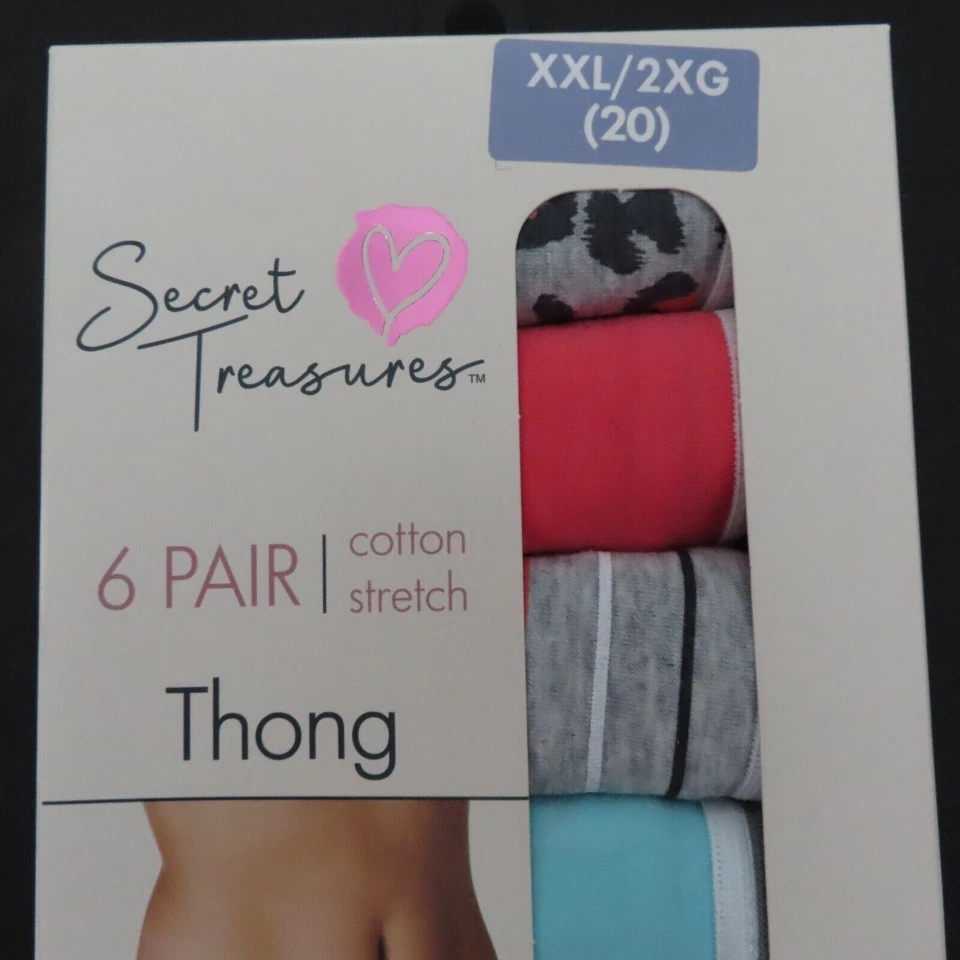 Secret Treasures Womens 20 XXL 6 Pair Cotton Stretch Animal Print Thongs NEW - Image 3 of 4