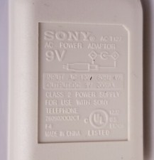 Original Sony AC-T127 AC Power Supply Adapter DC9V 200mA Class 2 Adapter White