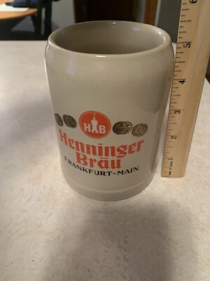 Vtg Henninger Brau Frankfurt-Main Beer Stein Mug Stoneware GERZ W. Germany 0.5L