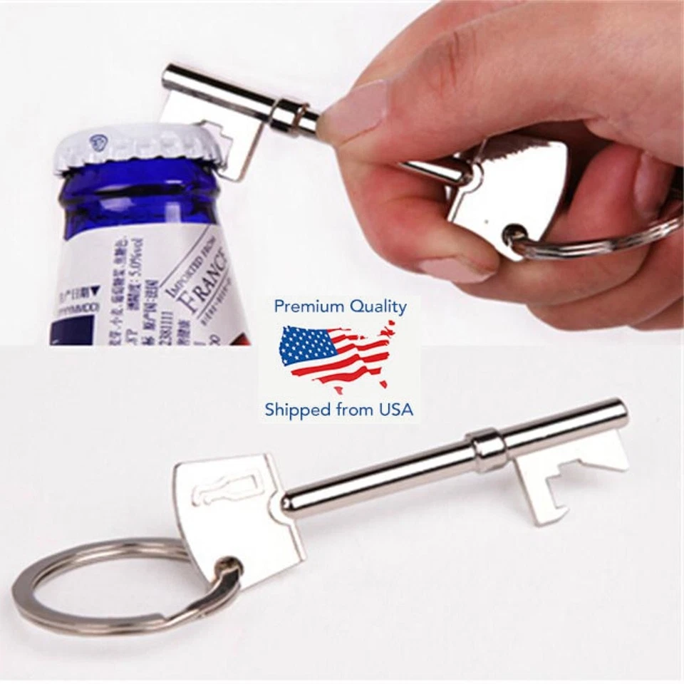 Lote de 5 peças de chaveiro abridor de garrafa de cerveja vintage esqueleto metal favores de casamento - Imagem 2 de 4