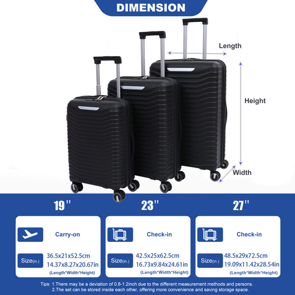 Hardside Luggage Sets 3 Pieces, Expandable Luggages Spinner Suitcase with TSA Lo