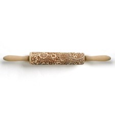 Wooden Rolling Pin Embossing Engraved Dough Cookies Flower Pattern Exquisite UK