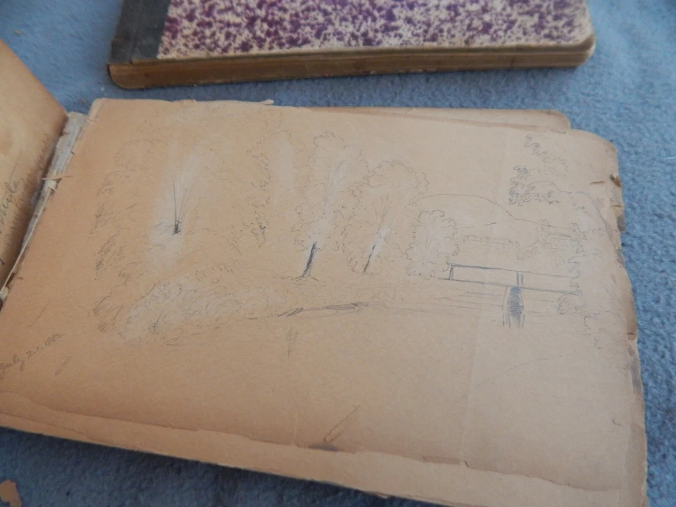 Antique/Vintage Artist's Drawing Sketch Books With Drawings Lot Of 2 Estate Find - Image 3 of 4