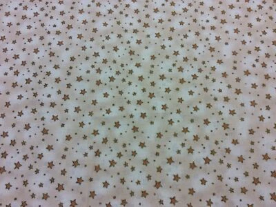 Fabric Freedom F781 Happy Christmas Gold Stars On Beige Background 100% Cotton