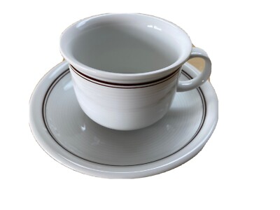 Thomas Trend Kaffeetassen mit Untertassen (weiß mit braunem Rand)