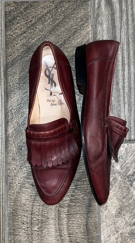 Mocassini da uomo Yves Saint Laurent in pelle marrone taglia 10 5 M