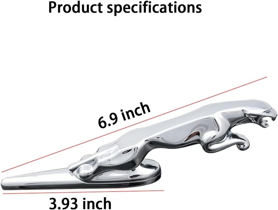 Jaguar 3D Emblem Car Logo Front Vehicle Hood Ornament Car Cover Chrome