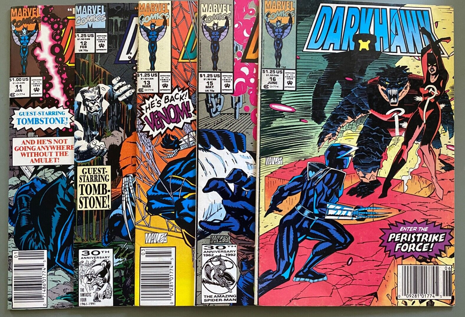 Darkhawk #11 12 13 15 16 (Marvel Comics 1992) Heart of Hawk! Tombstone!