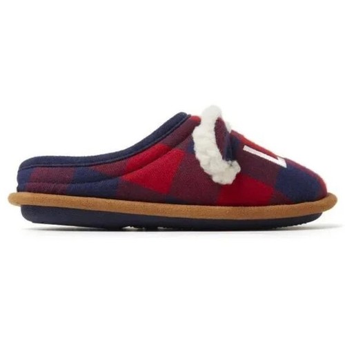 Dearfoam Lil Bear Women's 5/6 - Men's 3/4 Red&Blue Plaid Fuzzy Clog Slippers NEW - Picture 5 of 7