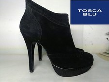 Tosca Blu Stivaletto Stivale Donna Camoscio Nero MADE IN ITALY N° 35 Nuovo