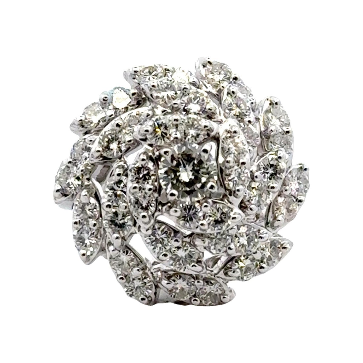CLASSICAL Diamonds 20〜23 Mid-20th Century Diamond Spiral Cluster Cocktail Ring 14