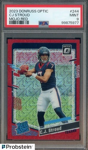 2023 Donruss Optic Red Mojo Prizm #244 CJ Stroud Texans RC Rookie PSA 9 MINT