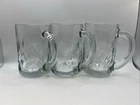 Vintage Clear Glass Thumbprint Dimpled Root Beer Mugs Set Of 3