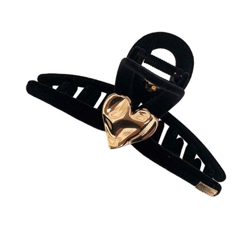 BLACK VELVET WITH GOLD LOGO HAIRPIN 387059