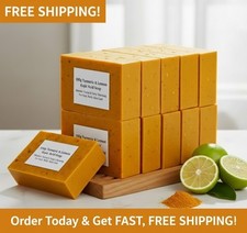 1-24 Pack 100g Natural Turmeric Lemon  Kojic Acid Brightening Soap - Handmade