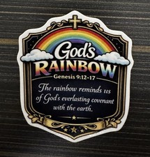 God’s Rainbow Genesis 9:12-17 Christian Vinyl Sticker Bible Covenant 3” Die Cut
