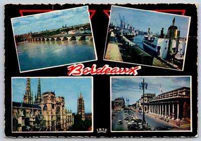 Bordeaux France Multi View Pont de Pierre Cathedral Grand Theatre Port Postcard