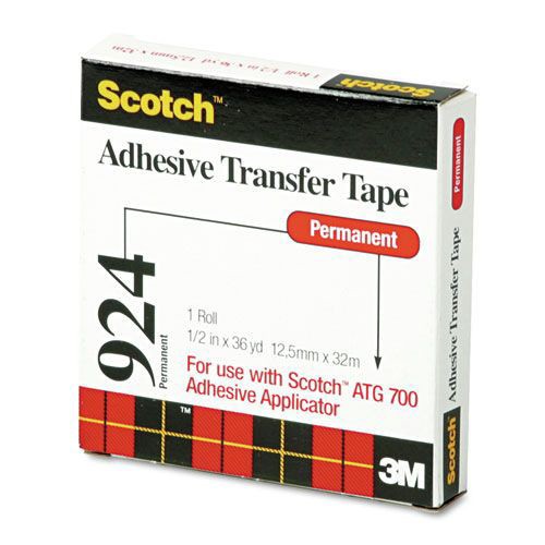 Scotch 92412 0.5" x 36 yds ATG Adhesive Transfer Tape - Clear (1-Roll) New - Picture 1 of 4