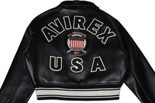 AUTHENTIC AVIREX WOMEN'S CROPPED ICON JACKET JET  BLACK  BRAND NEW ALL SIZES