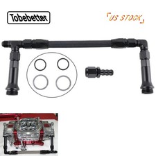 An6 Braided Carb Dual Feed Fuel Line For 4150 Holley Carburetor Double Pump Blk