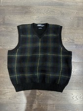 Polo Ralph Lauren Wool Sweater Vest XXL Plaid Argyle Made in USA