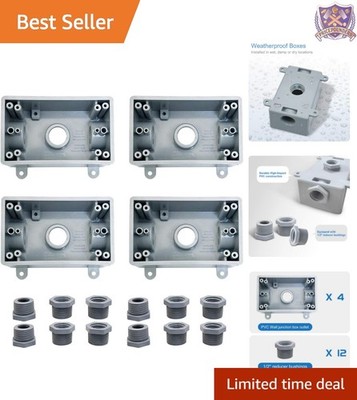 Electrical Outlet Box Weatherproof 1-Gang PVC Outdoor  Listed 4 Pack