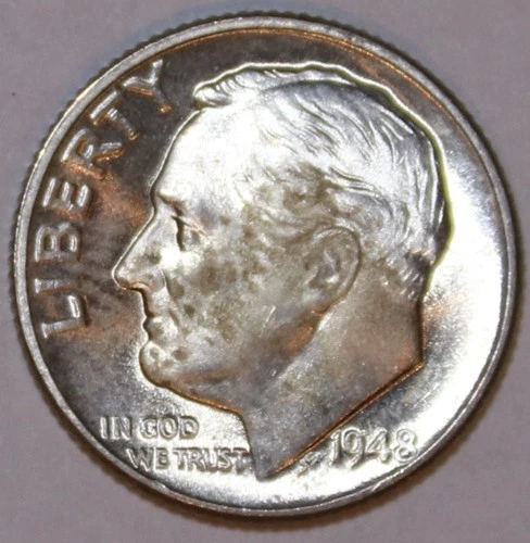 1948-D Roosevelt Dime - BU - #2617E - FREE SHIPPING