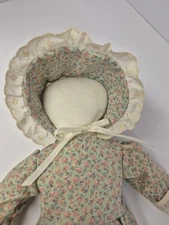 Handmade 20" Prairie Style Cloth Rag Doll Calico Dress Bonnet Folk Art